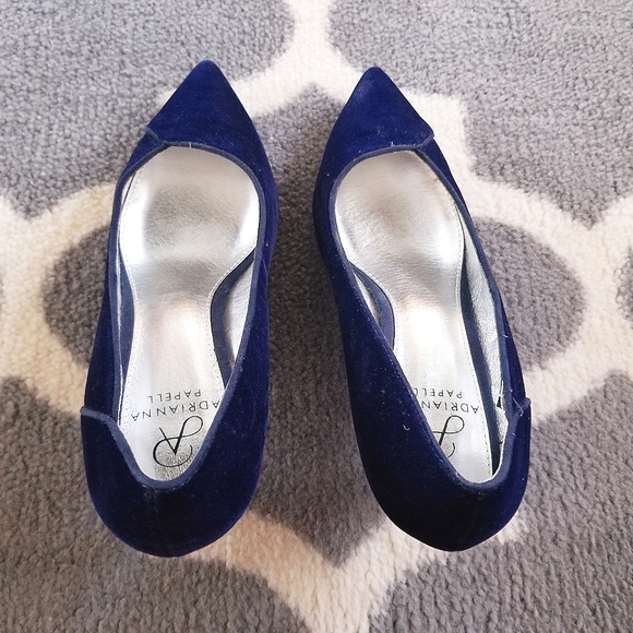 Adrianna Papel Havana Navy Velvet Heels - Picture 3 of 8